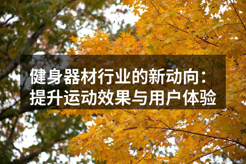 健身器材行业的新动向：提升运动效果与用户体验